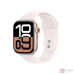   Apple Watch S10 GPS 42mm (Alu, Ezüst, Gumi sportszíj – lágy rózsaszín, S/M)