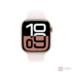   Apple Watch S10 GPS 42mm (Alu, Ezüst, Gumi sportszíj – lágy rózsaszín, S/M)