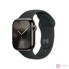 Apple Watch S10 LTE 42mm (Titán, Palaszürke, Gumi sportszíj - fekete S/M)