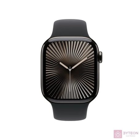 Apple Watch S10 LTE 42mm (Titán, Palaszürke, Gumi sportszíj - fekete M/L)
