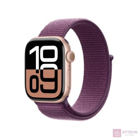 Apple Watch S10 LTE 46mm (Alu, Rozéarany, Textil sportszíj - szilva)