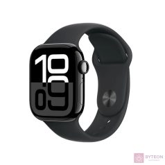   Apple Watch S10 GPS 42mm (Alu, Kozmoszfekete, Gumi sportszíj - fekete, S/M)