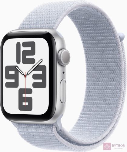 Apple Watch SE GPS 44mm Alu Silber Sport Loop Armband Blue Cloud