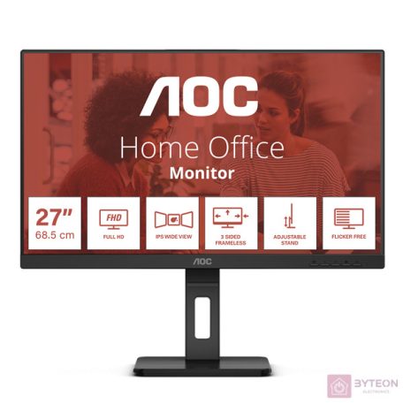 AOC 27E3QAF 68,6cm (27") FHD IPS Office Monitor 16:9 HDMI/DP/VGA 75Hz 4ms Sync