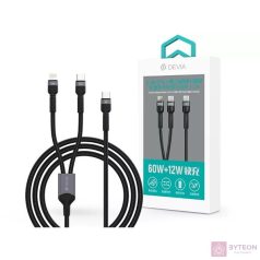   Devia ST111653 Extreme Speed Series 1,2m 60W+12W Type-C/Type-C + Lightning fekete adat és töltőkábel