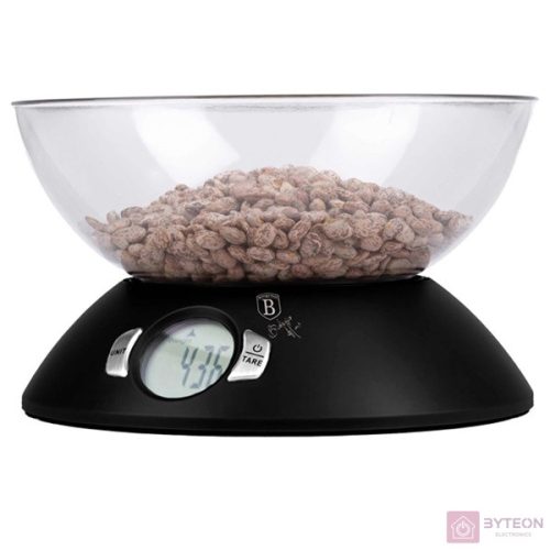 Berlinger Haus BH/9618 5 kg kapacitású matt fekete tálas konyhai mérleg