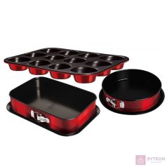   Berlinger Hause BH/7635 muffin sütőformával, burgundi 3 részes tortaforma szett