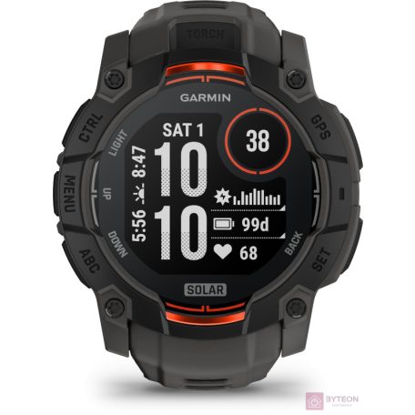 Garmin Instinct 3 50mm Solar fekete sötétszürke szíjjal okosóra
