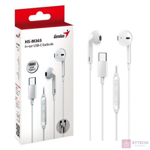 Genius HS-M365 USB-C vezetékes fehér mikrofonos fülhallgató