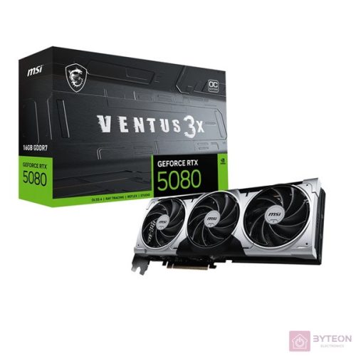 MSI RTX 5080 16G VENTUS 3X OC PLUS nVidia 16GB GDDR7 256bit PCIe videókártya