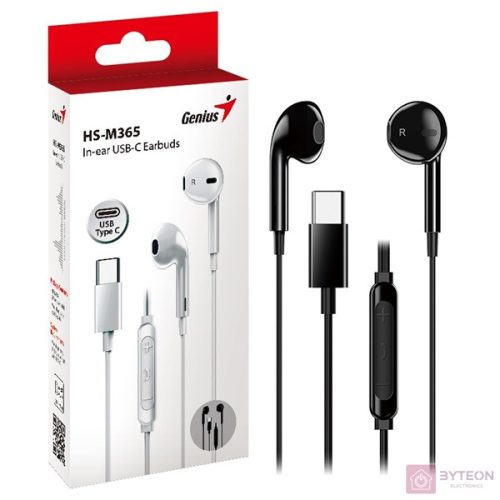 Genisu HS-M365 USB-C vezetékes fekete mikrofonos fülhallgató