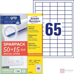   Avery 6121-65 38 x 21,2 mm univerzális 50+15 lap 4225 db-os etikett