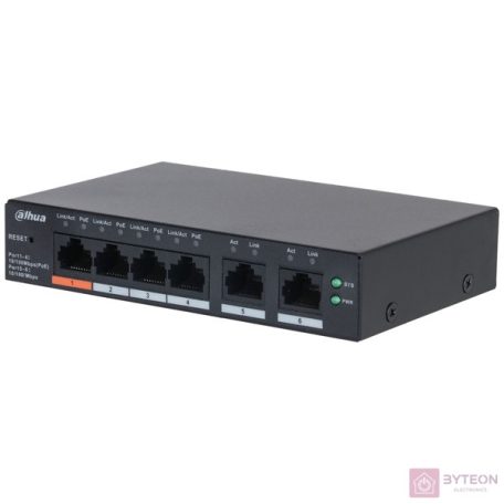 Dahua CS4006-4ET2ET-60 4x10/100 Mbps PoE + 2x10/100 Mbps uplink/60W/Cloud Managed PoE Switch