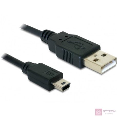 Delock USB-A 2.0 apa > USB-B mini 5 pin apa 0.7m - Fekete