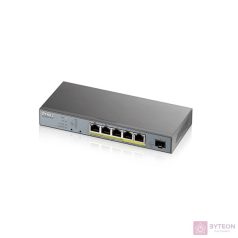   ZyXEL GS1350-6HP 5x GbE LAN PoE (60W) 1x GbE SFP smart menedzselhető CCTV PoE switch