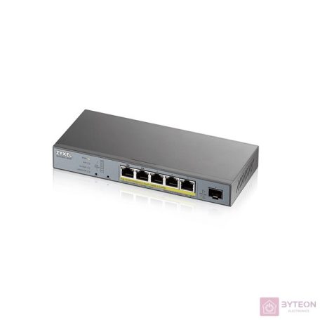 ZyXEL GS1350-6HP 5x GbE LAN PoE (60W) 1x GbE SFP smart menedzselhető CCTV PoE switch