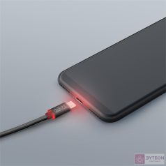 Delight fekete microUSB adatkábel LED fénnyel 1m