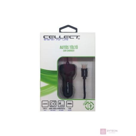 Cellect MPCB-TYPEC-ADAPT-24A 2,4A univerzális Type-C USB autós töltő + 1x USB aljaz