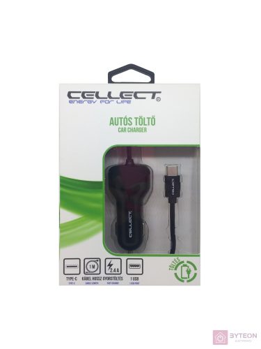 Cellect MPCB-TYPEC-ADAPT-24A 2,4A univerzális Type-C USB autós töltő + 1x USB aljaz