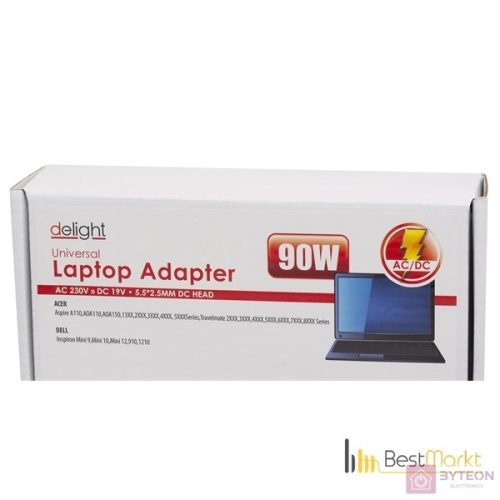 Delight Univerzális laptop/notebook töltő adapter tápkábellel