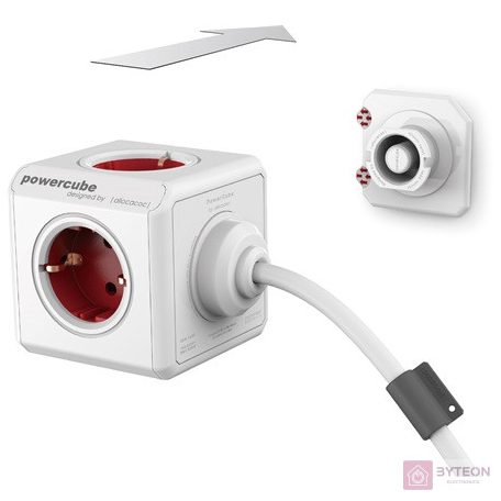 Allocacoc PowerCube Extended 1,5m piros/fehér 5-ös elosztó