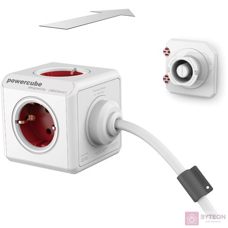 Allocacoc PowerCube Extended 1,5m piros/fehér 5-ös elosztó