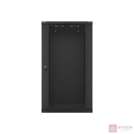 Lanberg 19'' fali rack szekrény 22U 600x600mm fekete (üvegajtó)