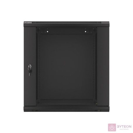 Lanberg 19'' fali rack szekrény 12U 600x600mm fekete (üvegajtó)
