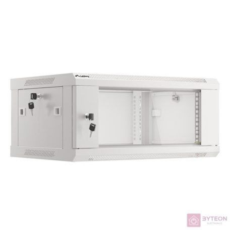 Lanberg 19'' fali rack szekrény 4U 600x450mm szürke (üvegajtó)