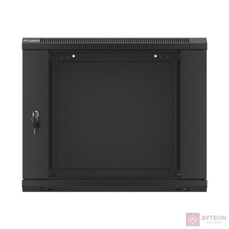 Lanberg 19'' fali rack szekrény 9U 600x600mm fekete (üvegajtó)