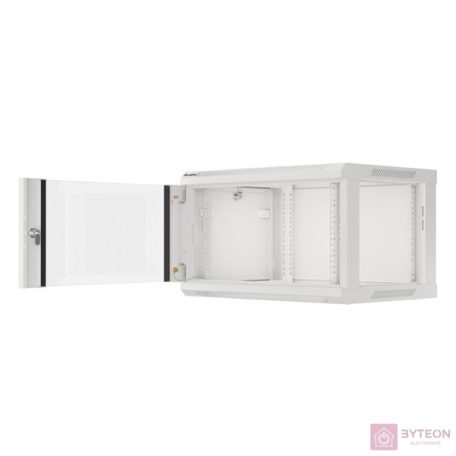 Lanberg 19'' fali rack szekrény 6U 600x450mm szürke (üvegajtó)