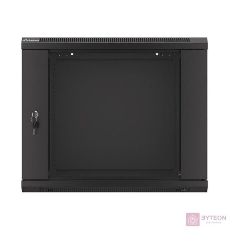 Lanberg 19'' fali rack szekrény 9U 600x450mm fekete (üvegajtó)
