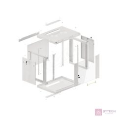   Lanberg 19'' fali rack szekrény 9U 600x450mm szürke (üvegajtó)