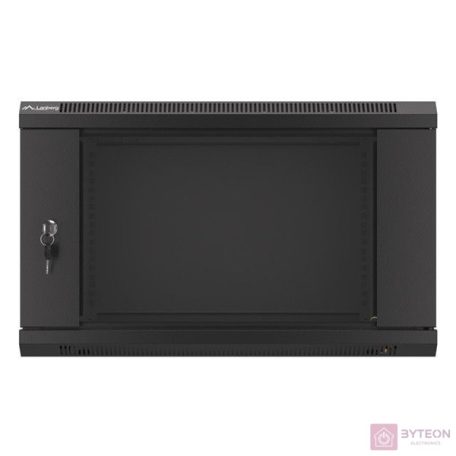 Lanberg 19'' fali rack szekrény 6U 600x450mm fekete (üvegajtó)