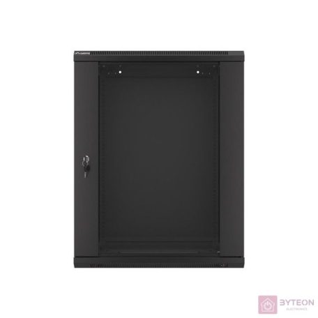Lanberg 19'' fali rack szekrény 15U 600x450mm fekete (üvegajtó)