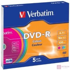 Verbatim DVD-R [ slim jewel case 5 | 4.7GB | 16x | színes ]