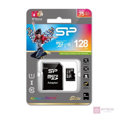 Silicon Power Memóriakártya Micro SDXC 128GB Class 10 Elite UHS-1 +Adapter