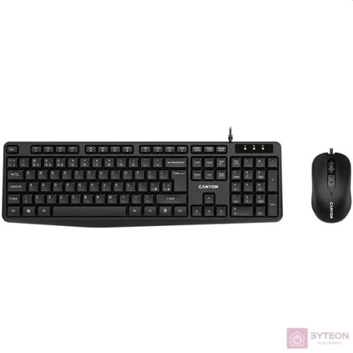 Canyon CNE-CSET1-HU Classic Wired billentyűzet + egér Black HU