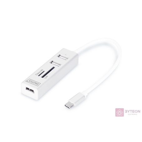 Digitus USB Type-C OTG 3-Port HUB + Card Reader White