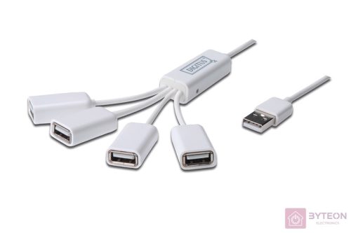 Digitus DA-70216 Slim Spider USB Hub 4-port White
