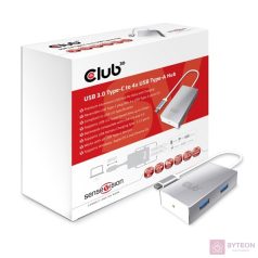 Club3D SenseVision USB3.0 Type C - 4xUSB3.0 A Hub Silver