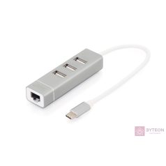   Digitus DA-70253 USB Type-C 3-Port Hub + Fast Ethernet LAN Adapter
